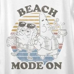 Fifthsun SpongeBob SquarePants Beach Mode Women's Scoop Neck T-Shirt Clothing