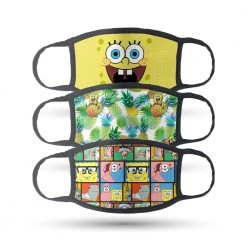 Shiphero-wildbobby SpongeBob SquarePants Assorted Washable Face Masks - Pack Of 3 Accessories