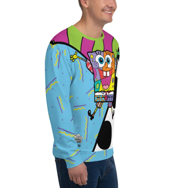Printful SpongeBob SquarePants Britto Crew Neck Sweatshirt Clothing